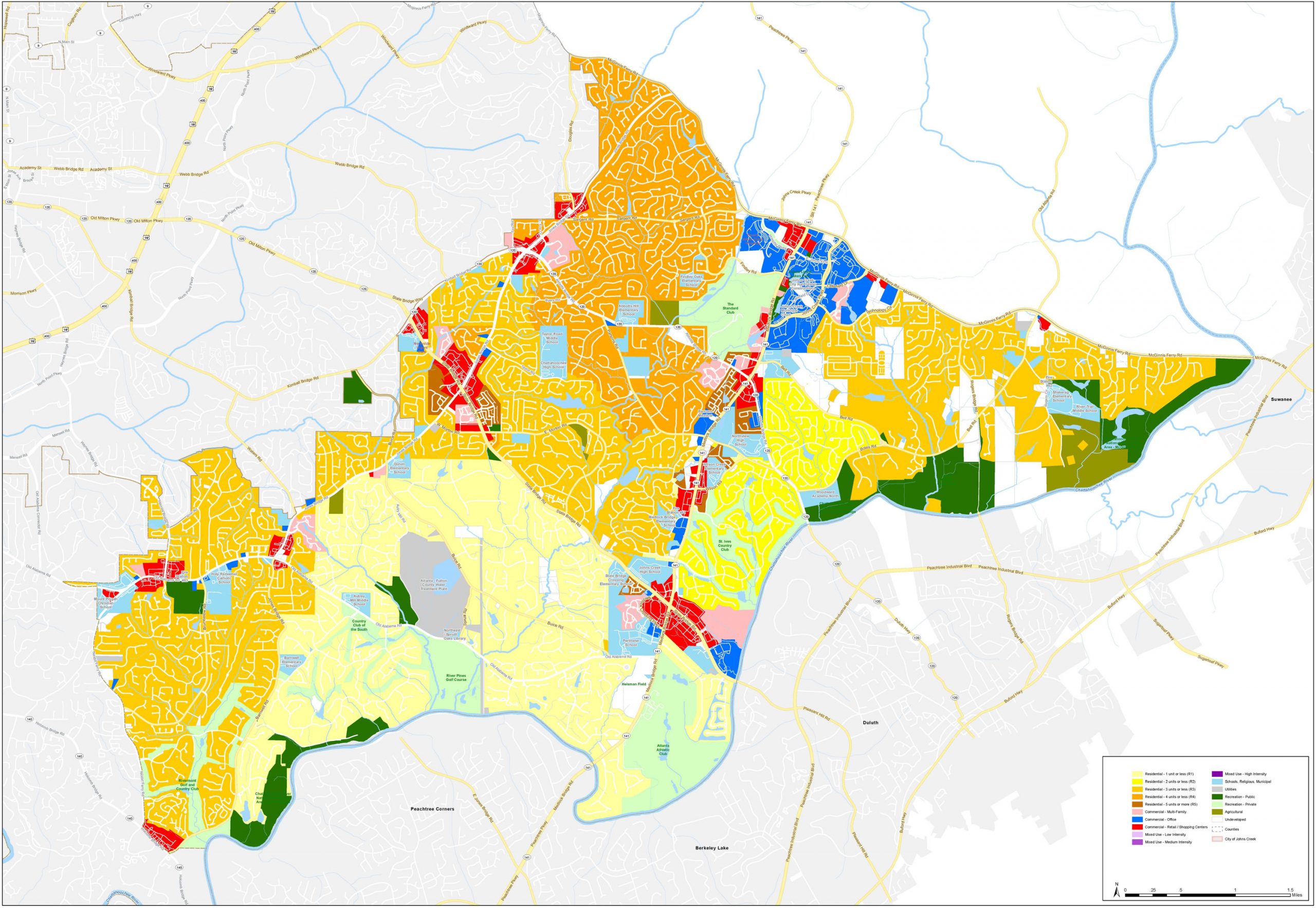 Johns Creek Current Land Use Map (Large) – Living in Johns Creek GA